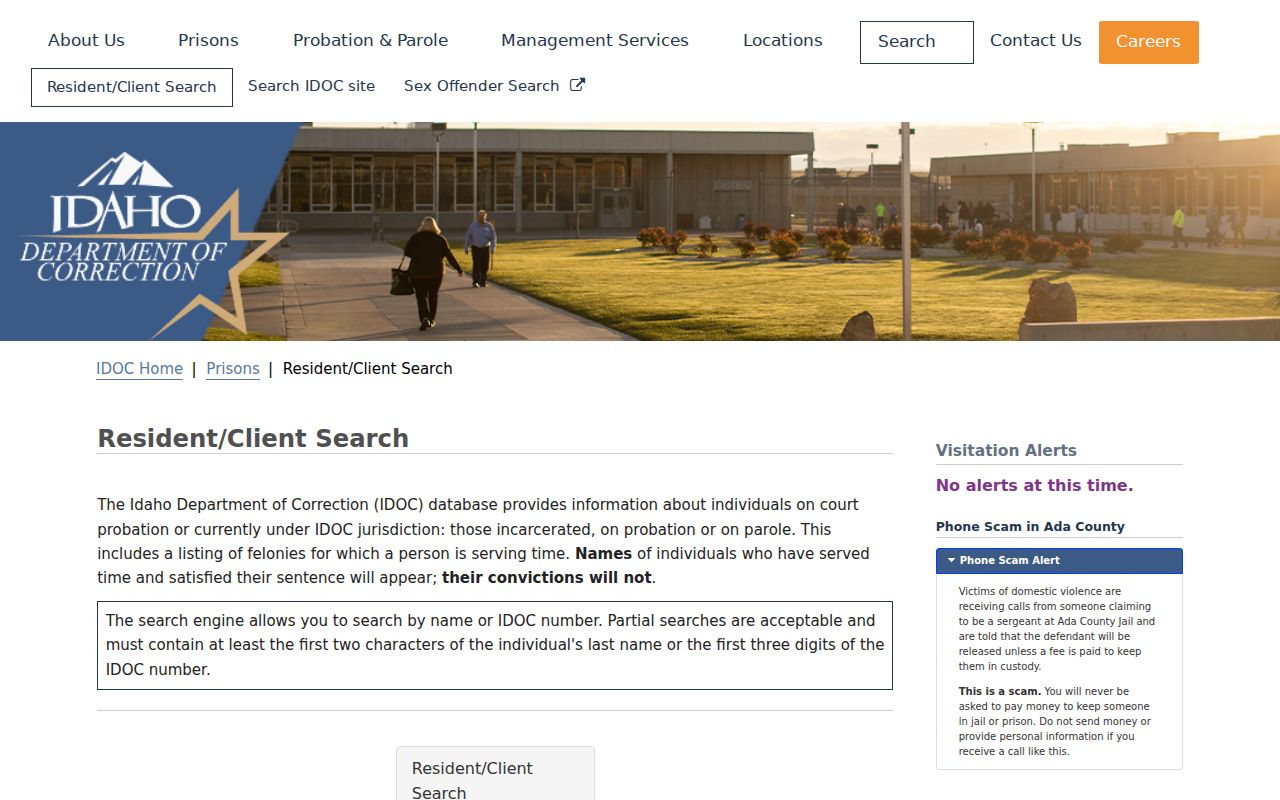Pocatello residents directory Idaho correction search