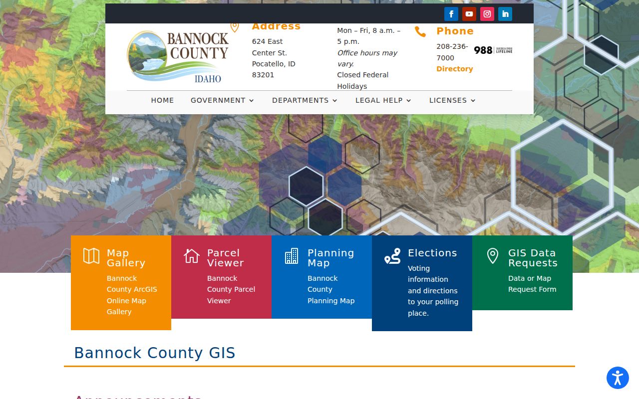 Bannock County GIS page used to map Pocatello neighbors by parcel