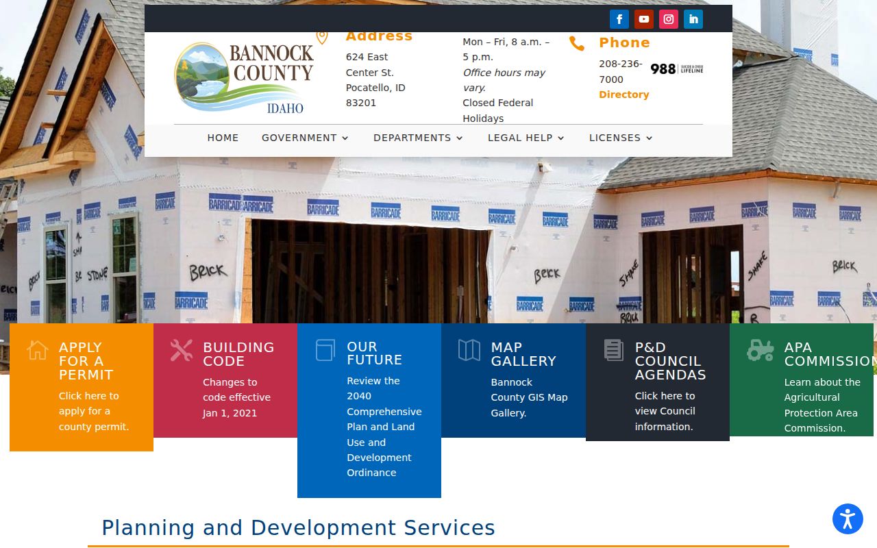 Pocatello street directory Bannock County address planning