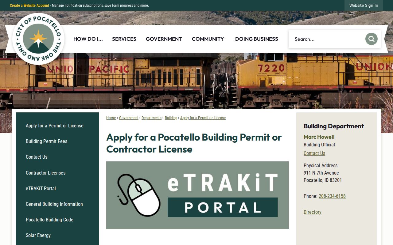Pocatello street directory permit search by address